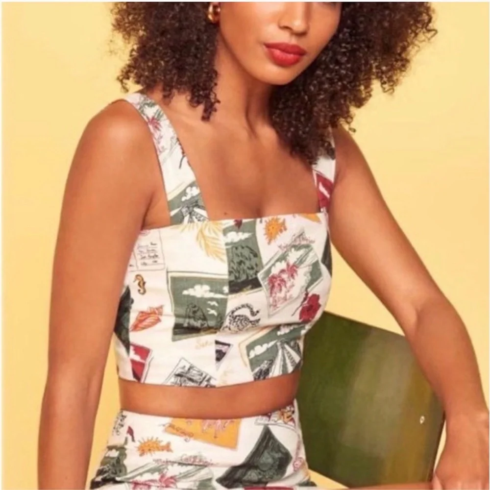 NWT Reformation Vio Linen Top Comic Book - Picture 2 of 8